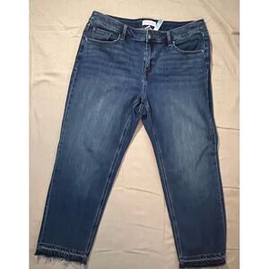 Lane Bryant High Waist Straight Raw Hem Jeans‎ Dark Wash Size 16